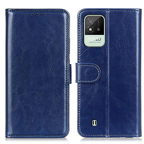 Leather Case Stands Flip Cover Holder M07L for Realme Narzo 50i Blue