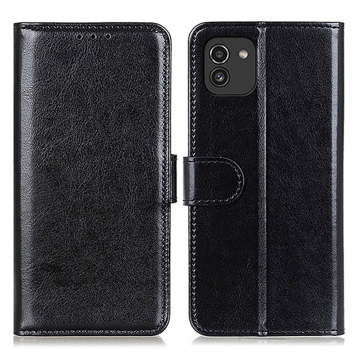 Leather Case Stands Flip Cover Holder M07L for Samsung Galaxy A03 Black