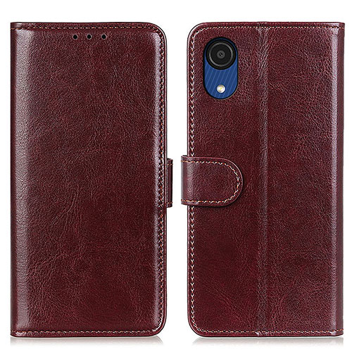 Leather Case Stands Flip Cover Holder M07L for Samsung Galaxy A03 Core Brown