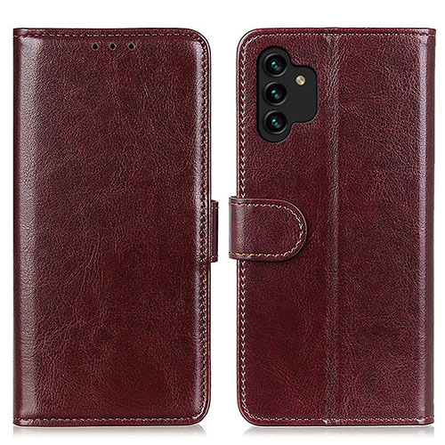 Leather Case Stands Flip Cover Holder M07L for Samsung Galaxy A13 4G Brown