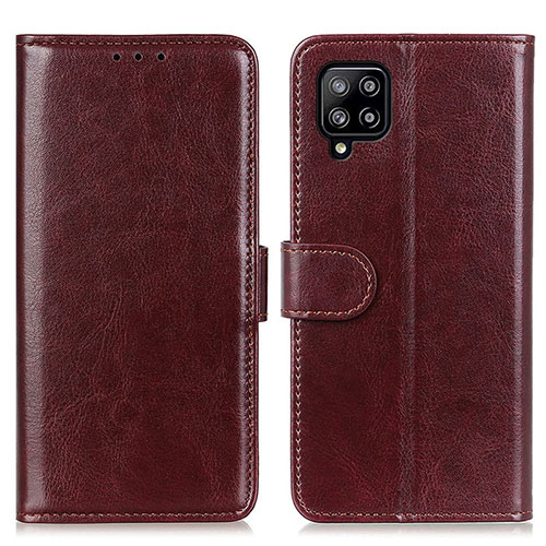 Leather Case Stands Flip Cover Holder M07L for Samsung Galaxy A22 4G Brown