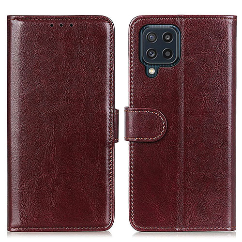 Leather Case Stands Flip Cover Holder M07L for Samsung Galaxy M32 4G Brown