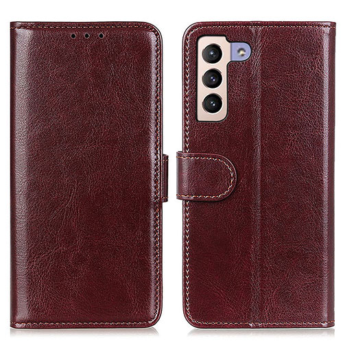 Leather Case Stands Flip Cover Holder M07L for Samsung Galaxy S21 5G Brown