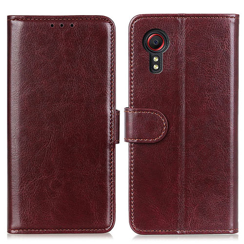 Leather Case Stands Flip Cover Holder M07L for Samsung Galaxy XCover 5 SM-G525F Brown