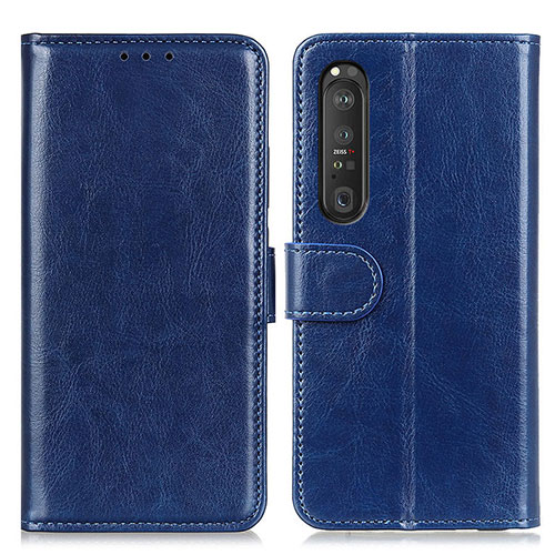 Leather Case Stands Flip Cover Holder M07L for Sony Xperia 1 III Blue