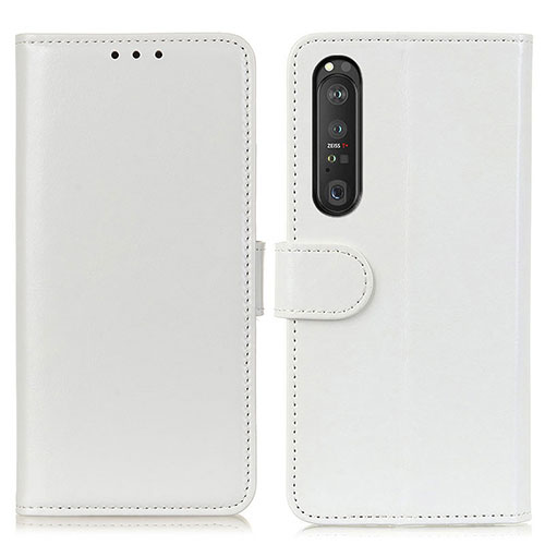 Leather Case Stands Flip Cover Holder M07L for Sony Xperia 1 III White