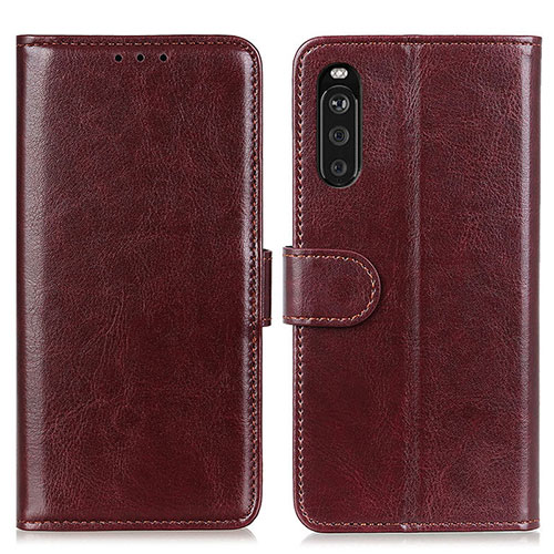 Leather Case Stands Flip Cover Holder M07L for Sony Xperia 10 III SOG04 Brown