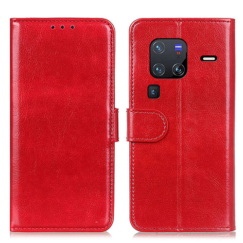 Leather Case Stands Flip Cover Holder M07L for Vivo X80 Pro 5G Red