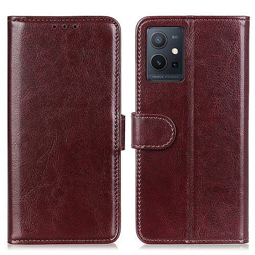 Leather Case Stands Flip Cover Holder M07L for Vivo Y55 5G Brown