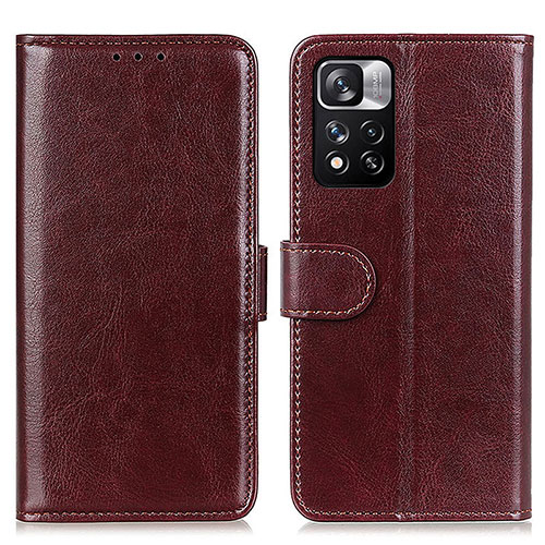 Leather Case Stands Flip Cover Holder M07L for Xiaomi Mi 11i 5G (2022) Brown