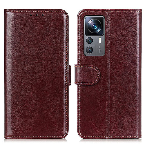 Leather Case Stands Flip Cover Holder M07L for Xiaomi Mi 12T 5G Brown