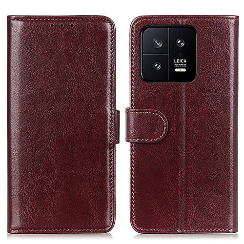 Leather Case Stands Flip Cover Holder M07L for Xiaomi Mi 13 Pro 5G Brown