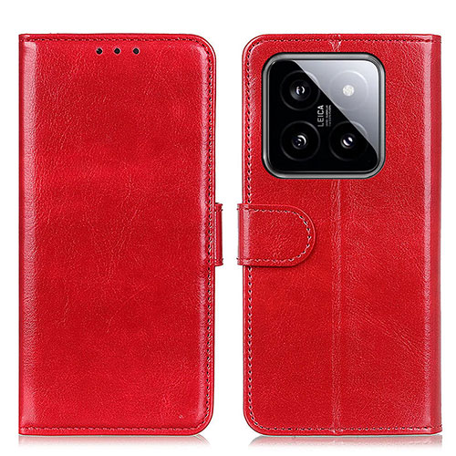 Leather Case Stands Flip Cover Holder M07L for Xiaomi Mi 14 Pro 5G Red