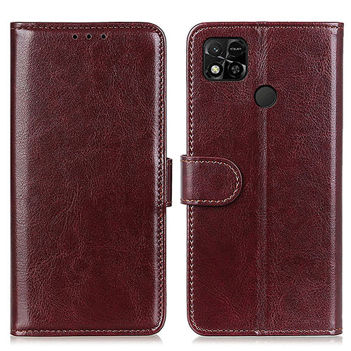 Leather Case Stands Flip Cover Holder M07L for Xiaomi POCO C31 Brown