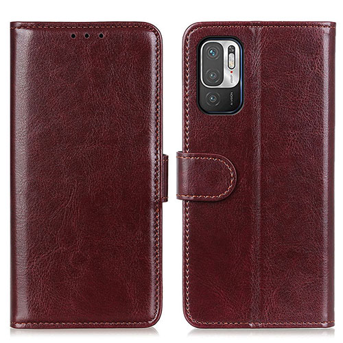 Leather Case Stands Flip Cover Holder M07L for Xiaomi POCO M3 Pro 5G Brown