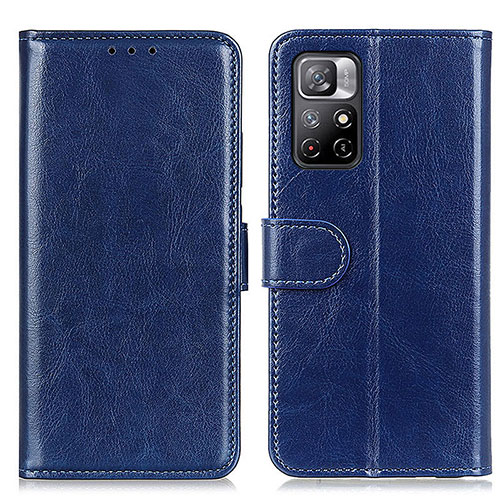 Leather Case Stands Flip Cover Holder M07L for Xiaomi Poco M4 Pro 5G Blue