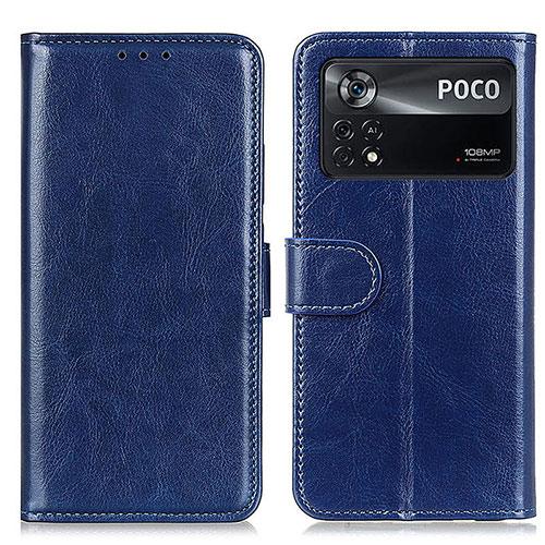 Leather Case Stands Flip Cover Holder M07L for Xiaomi Poco X4 Pro 5G Blue