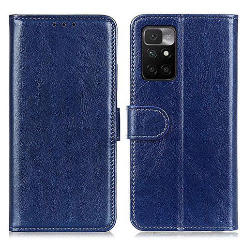 Leather Case Stands Flip Cover Holder M07L for Xiaomi Redmi 10 (2022) Blue