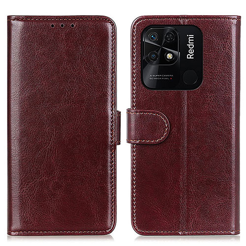 Leather Case Stands Flip Cover Holder M07L for Xiaomi Redmi 10 Power Brown