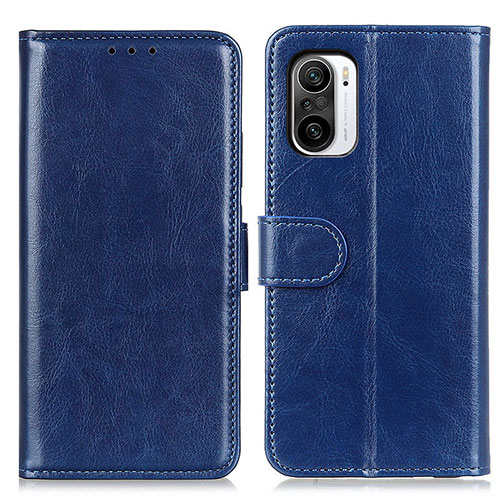 Leather Case Stands Flip Cover Holder M07L for Xiaomi Redmi K40 Pro 5G Blue