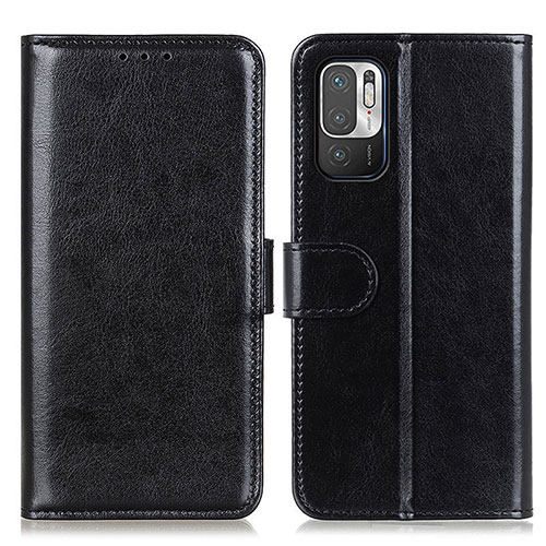 Leather Case Stands Flip Cover Holder M07L for Xiaomi Redmi Note 10 5G Black