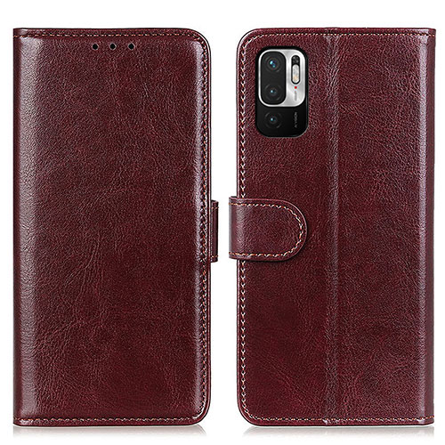 Leather Case Stands Flip Cover Holder M07L for Xiaomi Redmi Note 10 JE 5G Brown