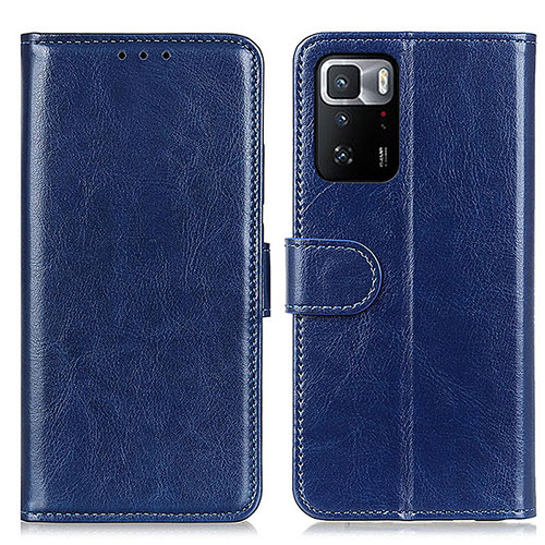 Leather Case Stands Flip Cover Holder M07L for Xiaomi Redmi Note 10 Pro 5G Blue