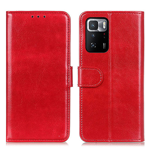 Leather Case Stands Flip Cover Holder M07L for Xiaomi Redmi Note 10 Pro 5G Red