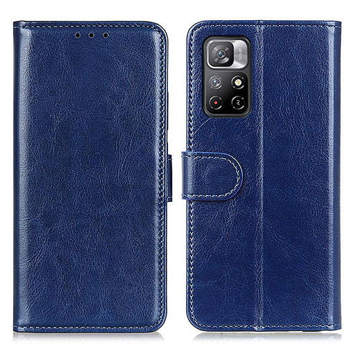 Leather Case Stands Flip Cover Holder M07L for Xiaomi Redmi Note 11 5G Blue