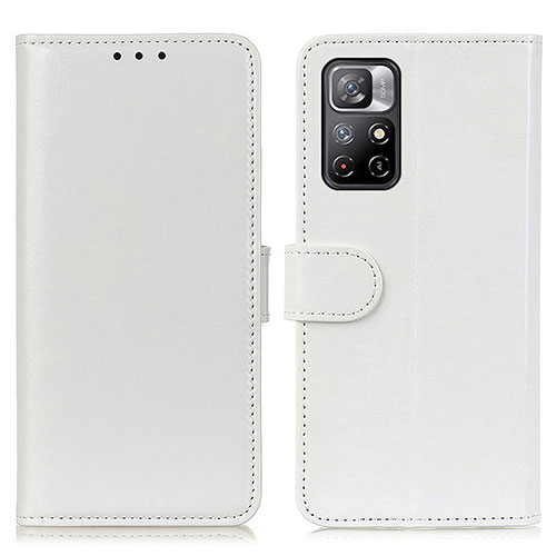 Leather Case Stands Flip Cover Holder M07L for Xiaomi Redmi Note 11 5G White