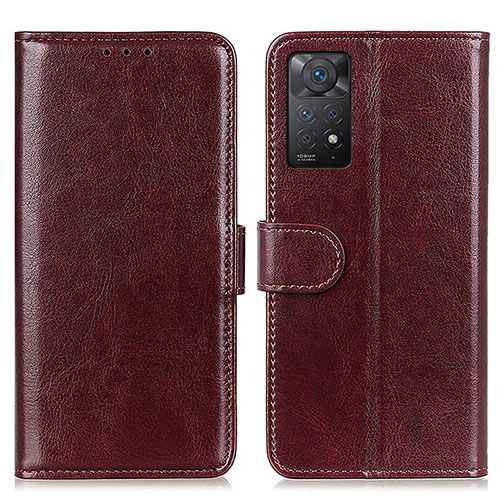 Leather Case Stands Flip Cover Holder M07L for Xiaomi Redmi Note 11 Pro 4G Brown
