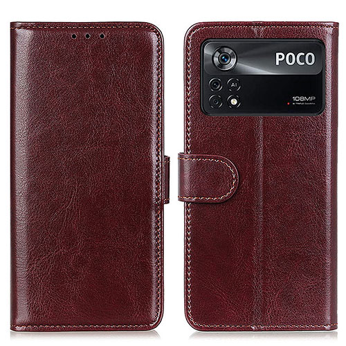 Leather Case Stands Flip Cover Holder M07L for Xiaomi Redmi Note 11E Pro 5G Brown