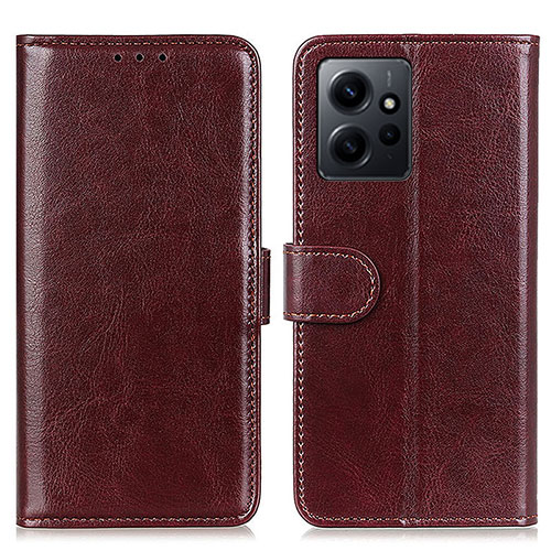 Leather Case Stands Flip Cover Holder M07L for Xiaomi Redmi Note 12 4G Brown