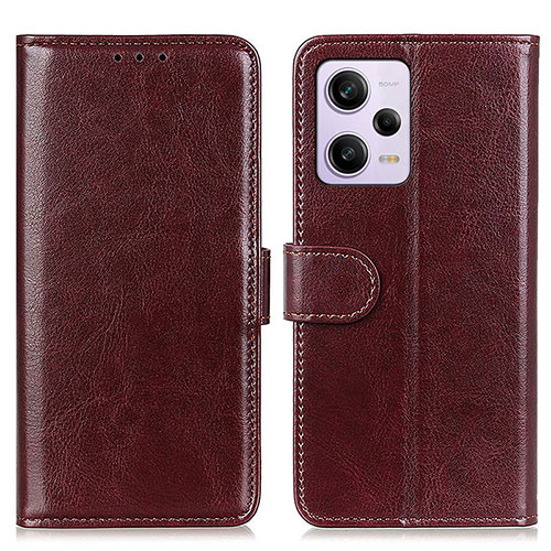 Leather Case Stands Flip Cover Holder M07L for Xiaomi Redmi Note 12 Pro 5G Brown