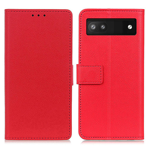 Leather Case Stands Flip Cover Holder M08L for Google Pixel 6a 5G Red