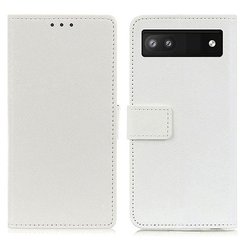 Leather Case Stands Flip Cover Holder M08L for Google Pixel 6a 5G White
