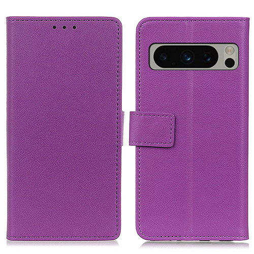 Leather Case Stands Flip Cover Holder M08L for Google Pixel 8 Pro 5G Purple