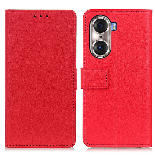 Leather Case Stands Flip Cover Holder M08L for Huawei Honor 60 5G Red