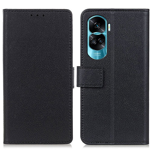 Leather Case Stands Flip Cover Holder M08L for Huawei Honor 90 Lite 5G Black