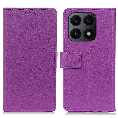 Leather Case Stands Flip Cover Holder M08L for Huawei Honor X8a 4G Purple