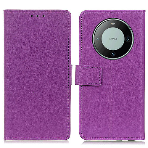 Leather Case Stands Flip Cover Holder M08L for Huawei Mate 60 Pro+ Plus Purple