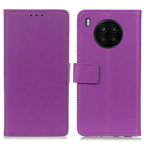 Leather Case Stands Flip Cover Holder M08L for Huawei Nova 8i Purple