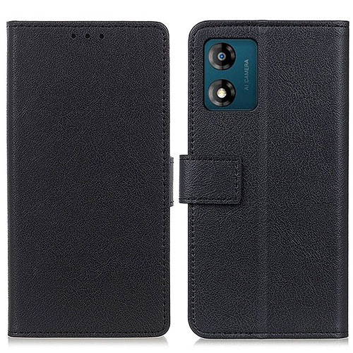 Leather Case Stands Flip Cover Holder M08L for Motorola Moto E13 Black