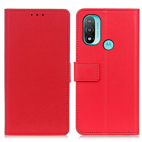 Leather Case Stands Flip Cover Holder M08L for Motorola Moto E20 Red