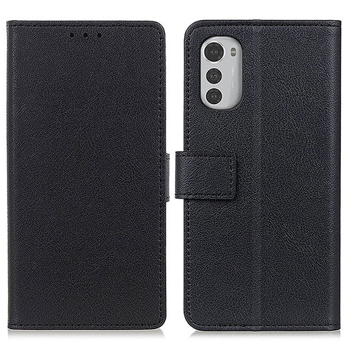 Leather Case Stands Flip Cover Holder M08L for Motorola Moto E32s Black