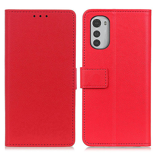 Leather Case Stands Flip Cover Holder M08L for Motorola Moto E32s Red