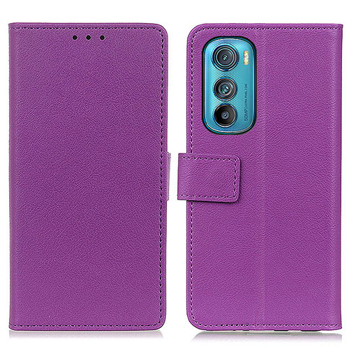 Leather Case Stands Flip Cover Holder M08L for Motorola Moto Edge 30 5G Purple