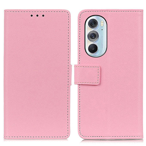 Leather Case Stands Flip Cover Holder M08L for Motorola Moto Edge 30 Pro 5G Pink