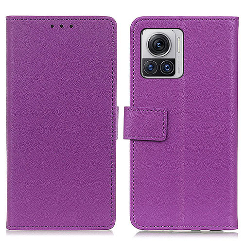 Leather Case Stands Flip Cover Holder M08L for Motorola Moto Edge 30 Ultra 5G Purple