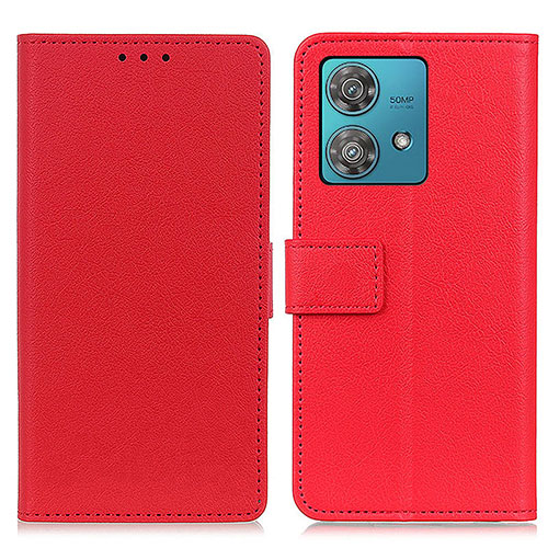 Leather Case Stands Flip Cover Holder M08L for Motorola Moto Edge 40 Neo 5G Red